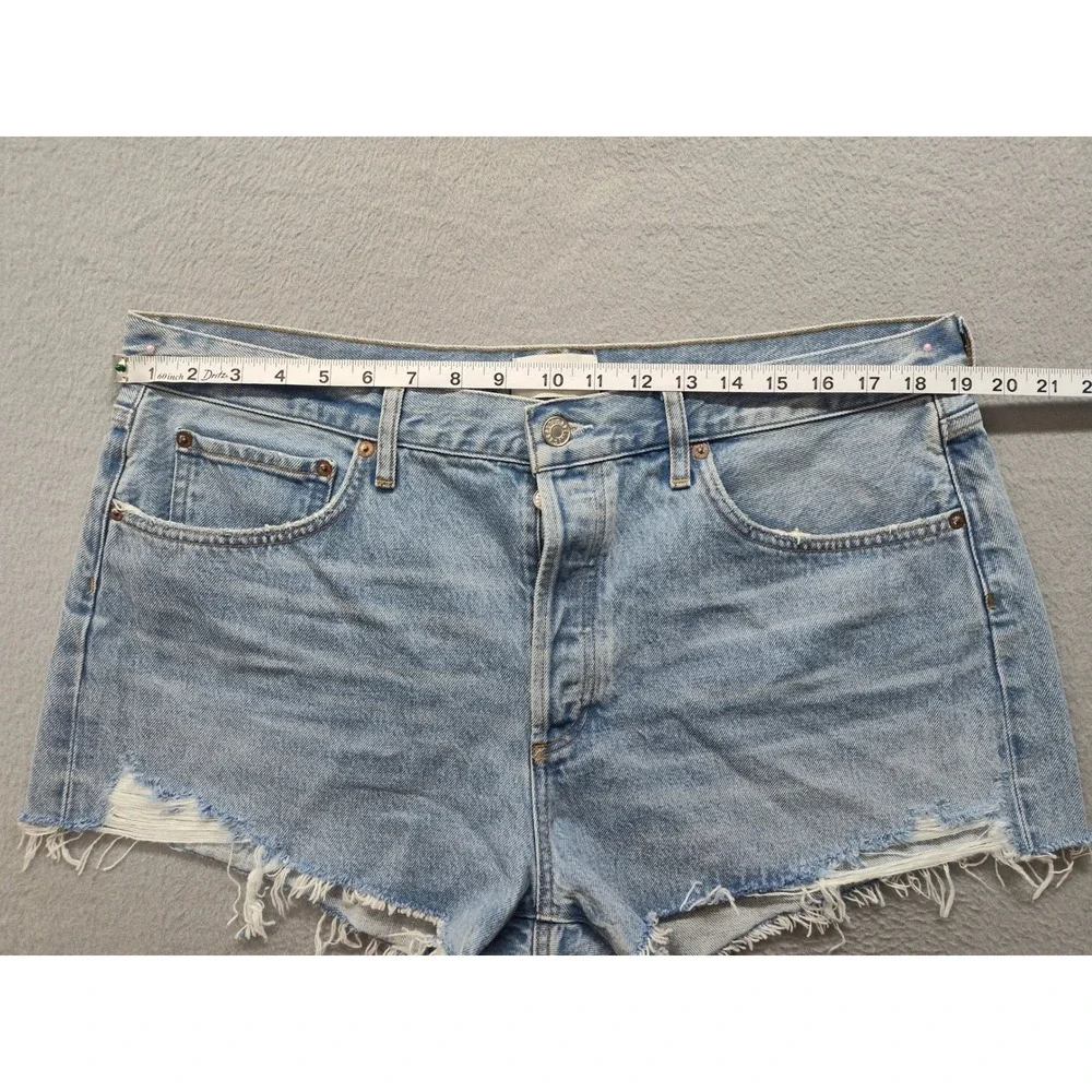 AGOLDE Parker Distressed Denim Shorts Light Wash Blue Size 33 Raw Hem